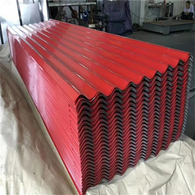 Tôle d'acier ondulée galvanisée enduite d'une première couche de peinture pour couvrir le bleu de feuille, rouge